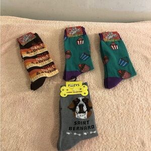 Lot of 4 Women’s Novelty Crew Socks One Size Fits Most NIP